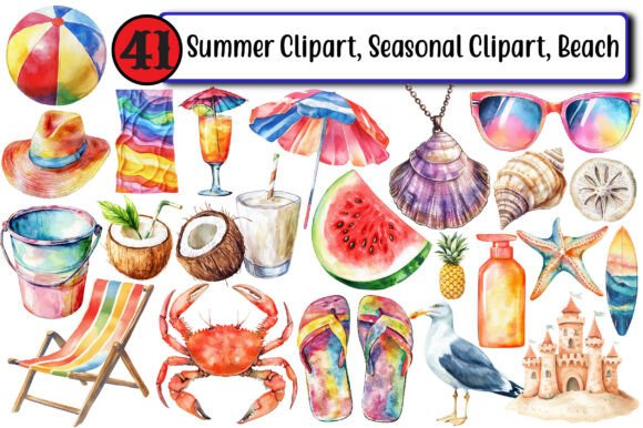 Download Summer Clipart, Seasonal Clipart, Beach - Summer Collection