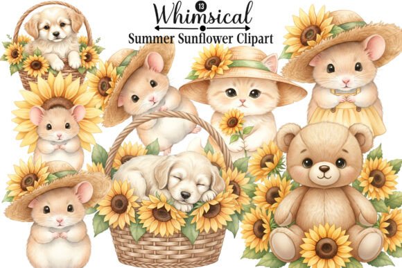 Download Whimsical Summer Sunflower Clipart - Summer Collection