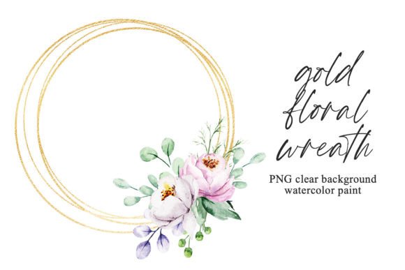 Download Gold Frame, Floral Wreath with Flowers. - Floral wreath Collection