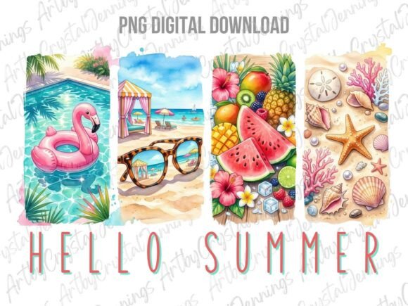 Download Hello Summer Watercolor Brushstroke PNG - Summer Collection