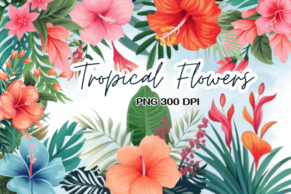 Download Tropical Flowers Summer Watercolor PNG - Summer Collection