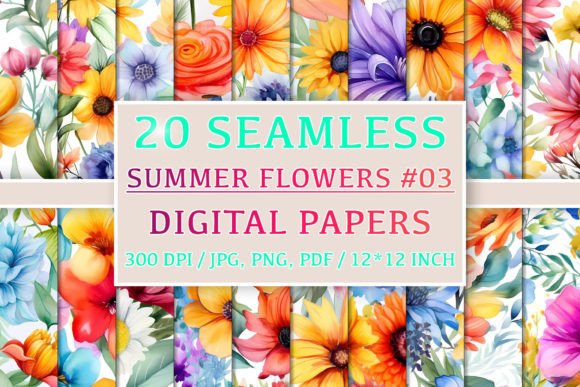 Download 20 Seamless Summer Flower Patterns #3 - Summer Collection
