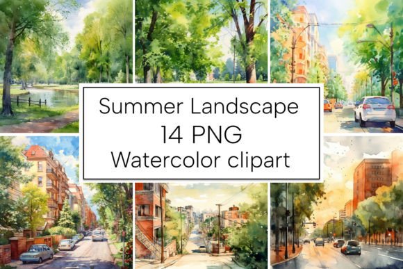 Download Summer Watercolor Landscapes Clipart - Summer Collection