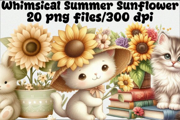 Download Whimsical Summer Sunflower Clipart - Summer Collection