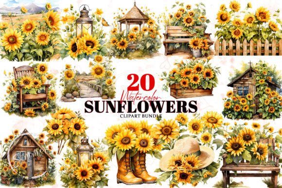 Download Sunflowers Summer Watercolor Clipart - Summer Collection