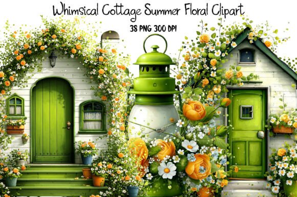 Download Whimsical Cottage Summer Floral Clipart - Summer Collection