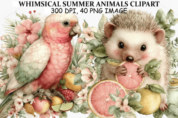 Download Whimsical Summer Animals Clipart Bundle - Summer Collection