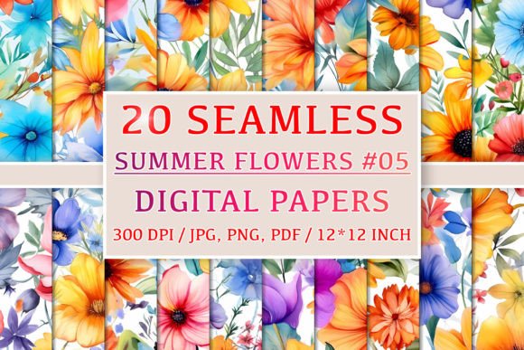 Download 20 Seamless Summer Flower Patterns #5 - Summer Collection