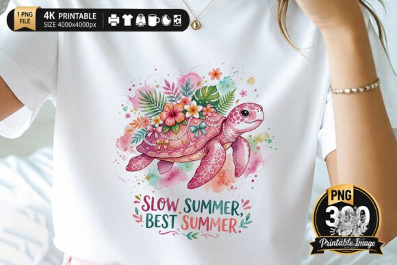 Download Pink Turtle Slow Summer T-Shirt Design - Summer Collection