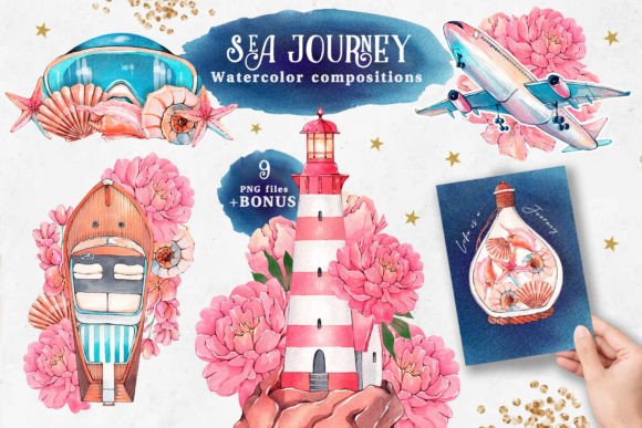 Download Sea Journey Summer Watercolor Clipart - Summer Collection