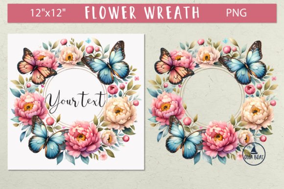 Download Butterfly Flower Frame Floral Wreath Png - Floral wreath Collection