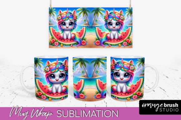 Download Unicorn Mug Wrap Summer Beach Mug Design - Summer Collection