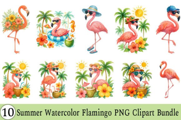 Download Summer Watercolor Flamingo PNG Clipart - Summer Collection